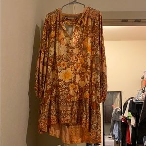 Spell Amethyst Keyhole Smock Dress, NWOT